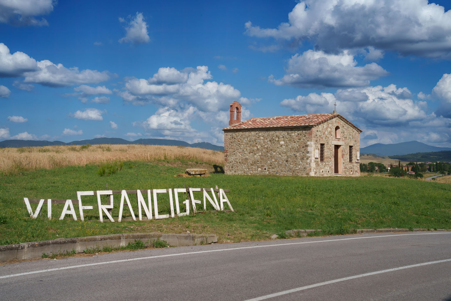 Via Francigena in rural Tuscany, near Gallina